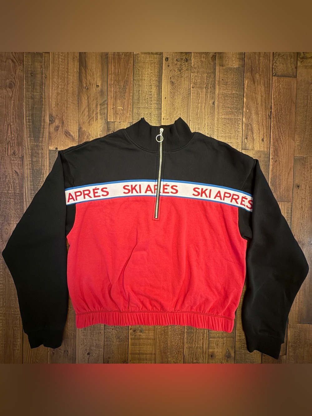 Women’s XL “Ski Après” Quarter-Zip Cropped Pullover Sweatshirt